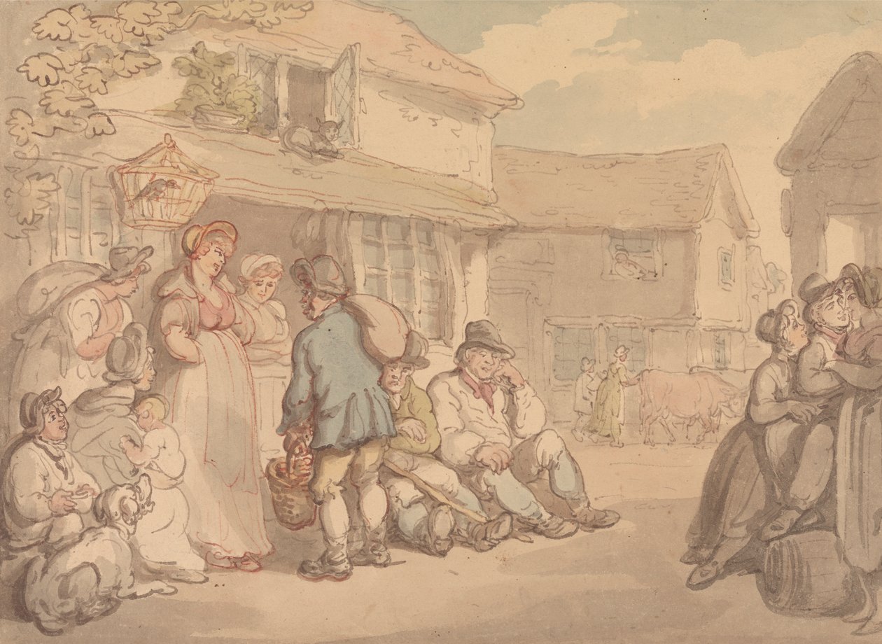 Wiejska scena z odpoczywającymi chłopami autorstwa Thomas Rowlandson