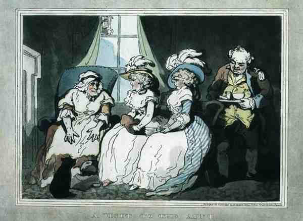 „Z wizytą u ciotki”, akwatinent Francisa Jukesa (1747-1812), wyd. przez E. Jacksona autorstwa Thomas Rowlandson