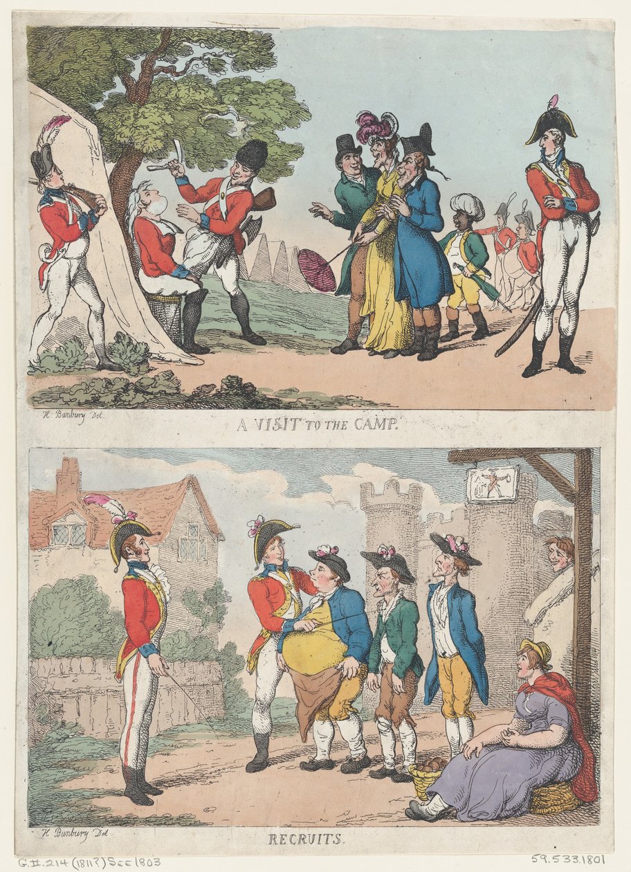 Wizyta w obozie i rekruci, 1811 r., 1811 r. autorstwa Thomas Rowlandson