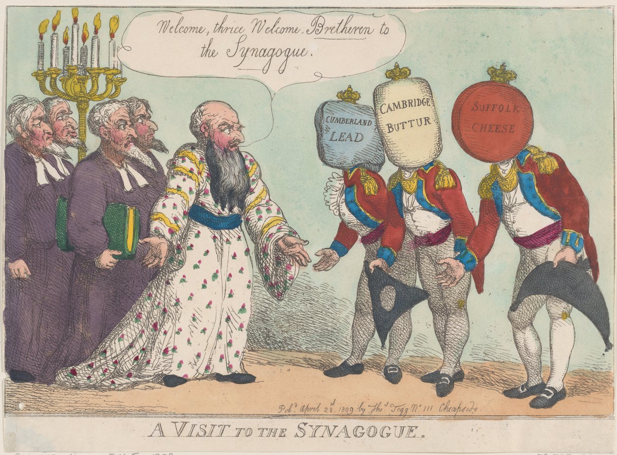 Wizyta w synagodze, 28 kwietnia 1809 r., 28 kwietnia 1809 r. autorstwa Thomas Rowlandson