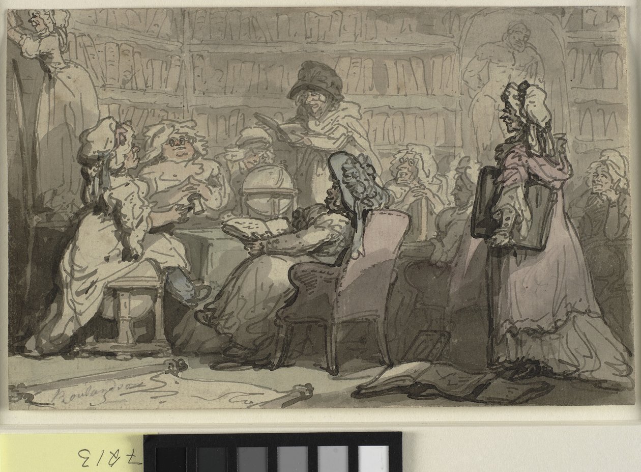 Spotkanie klubu bluestockingowego w bibliotece autorstwa Thomas Rowlandson