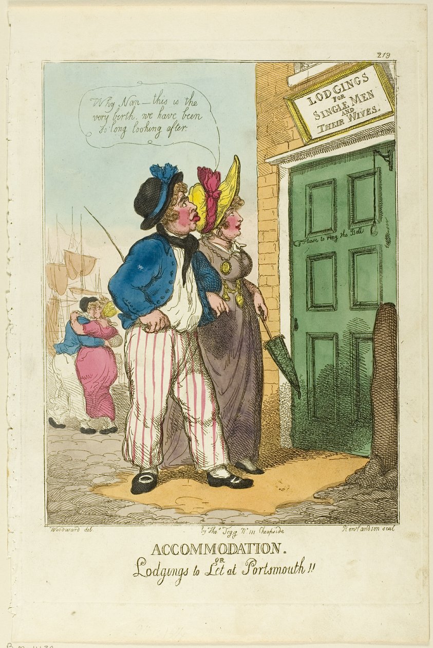 Zakwaterowanie lub kwatery do wynajęcia Portsmouth autorstwa Thomas Rowlandson