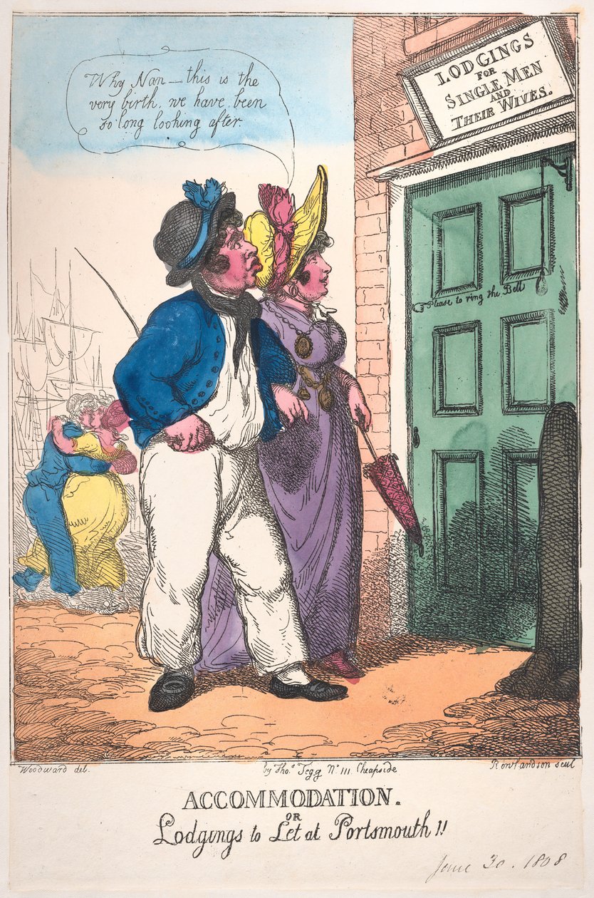 Zakwaterowanie lub kwatery do wynajęcia w Portsmouth!!, 30 czerwca 1808 r., 30 czerwca 1808 r. autorstwa Thomas Rowlandson