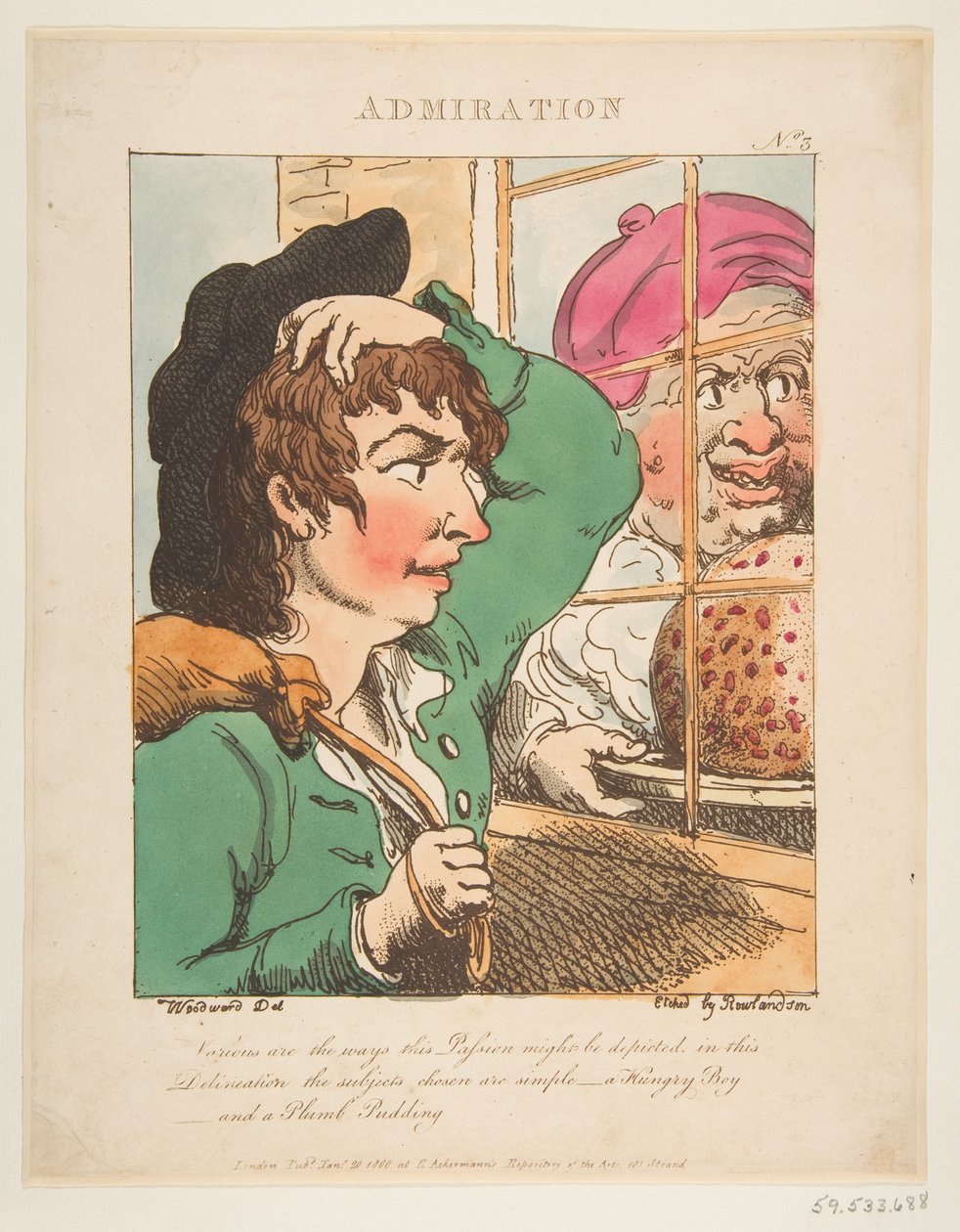 Podziw Le Brun Travested, czyli karykatury namiętności, 20 stycznia 1800 r. autorstwa Thomas Rowlandson