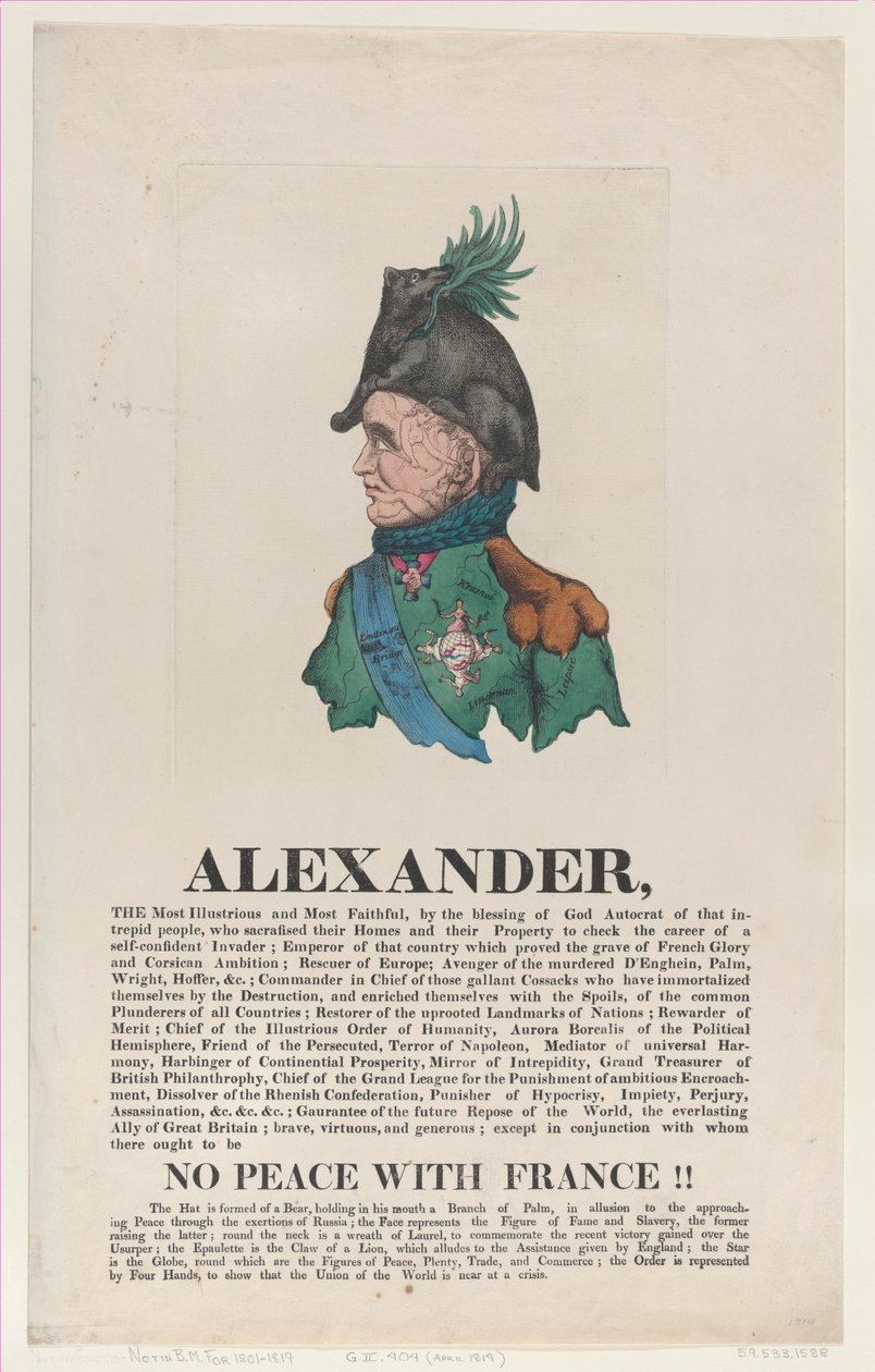 Aleksander, kwiecień 1814., kwiecień 1814. autorstwa Thomas Rowlandson