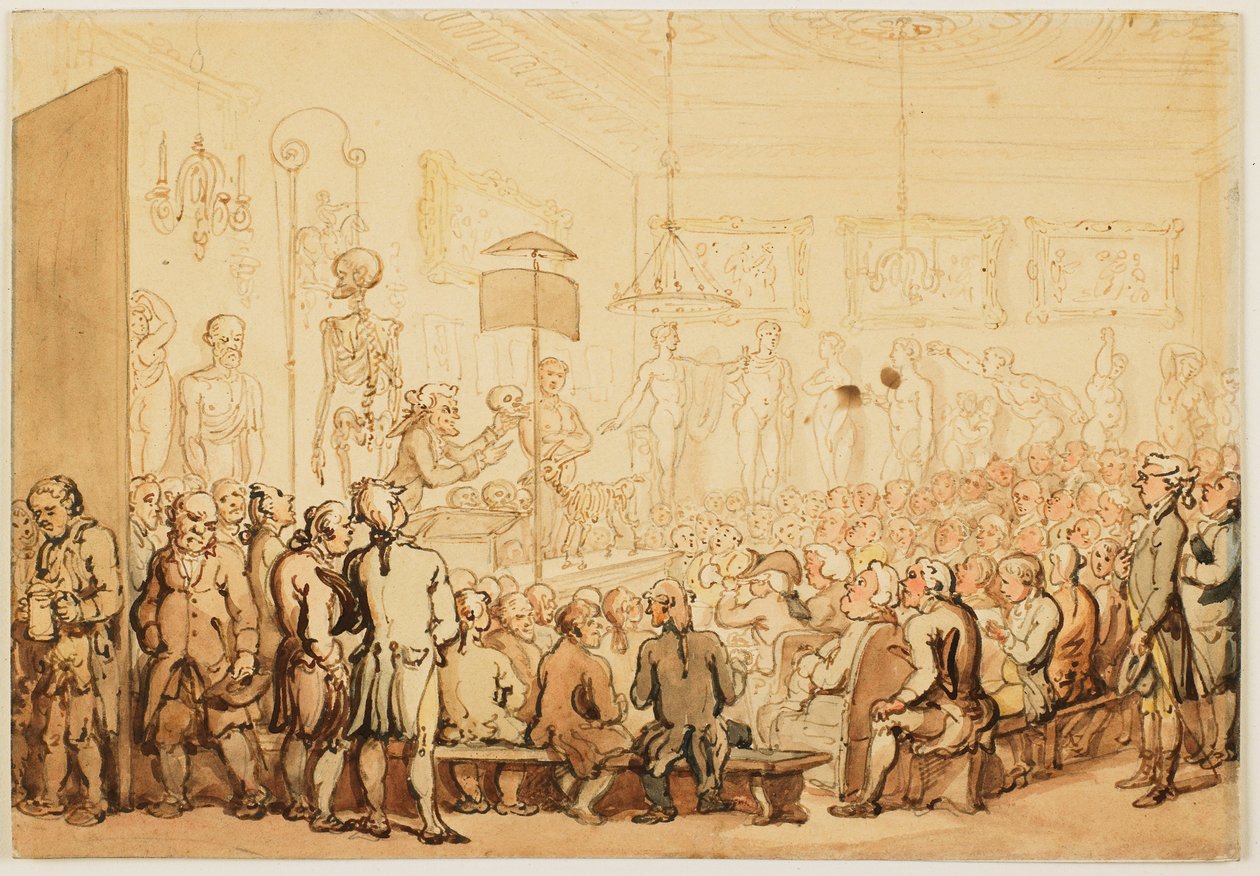 Wykład z anatomii w Królewskiej Akademii Sztuk Pięknych autorstwa Thomas Rowlandson