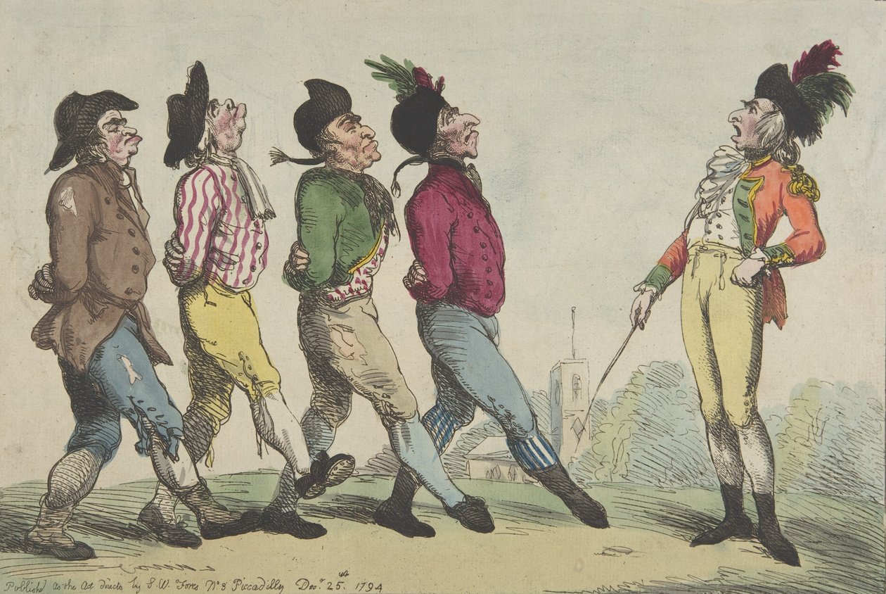 Wczesna lekcja marszu, 24 grudnia 1794, 24 grudnia 1794. autorstwa Thomas Rowlandson