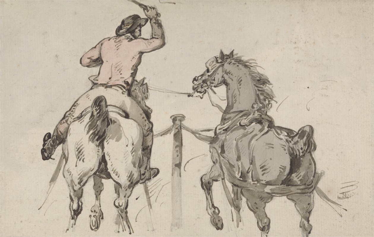 An English Postilion, ok. 1785 (grafit, długopis, tusz i w/c na papierze) autorstwa Thomas Rowlandson