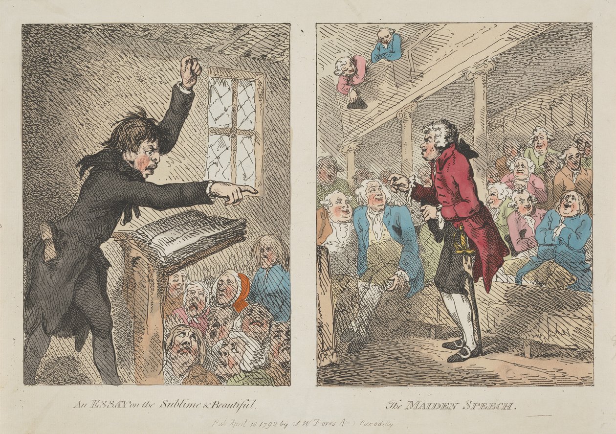 Rozprawa o wzniosłości i pięknie, „Przemowa dziewicy” autorstwa Thomas Rowlandson
