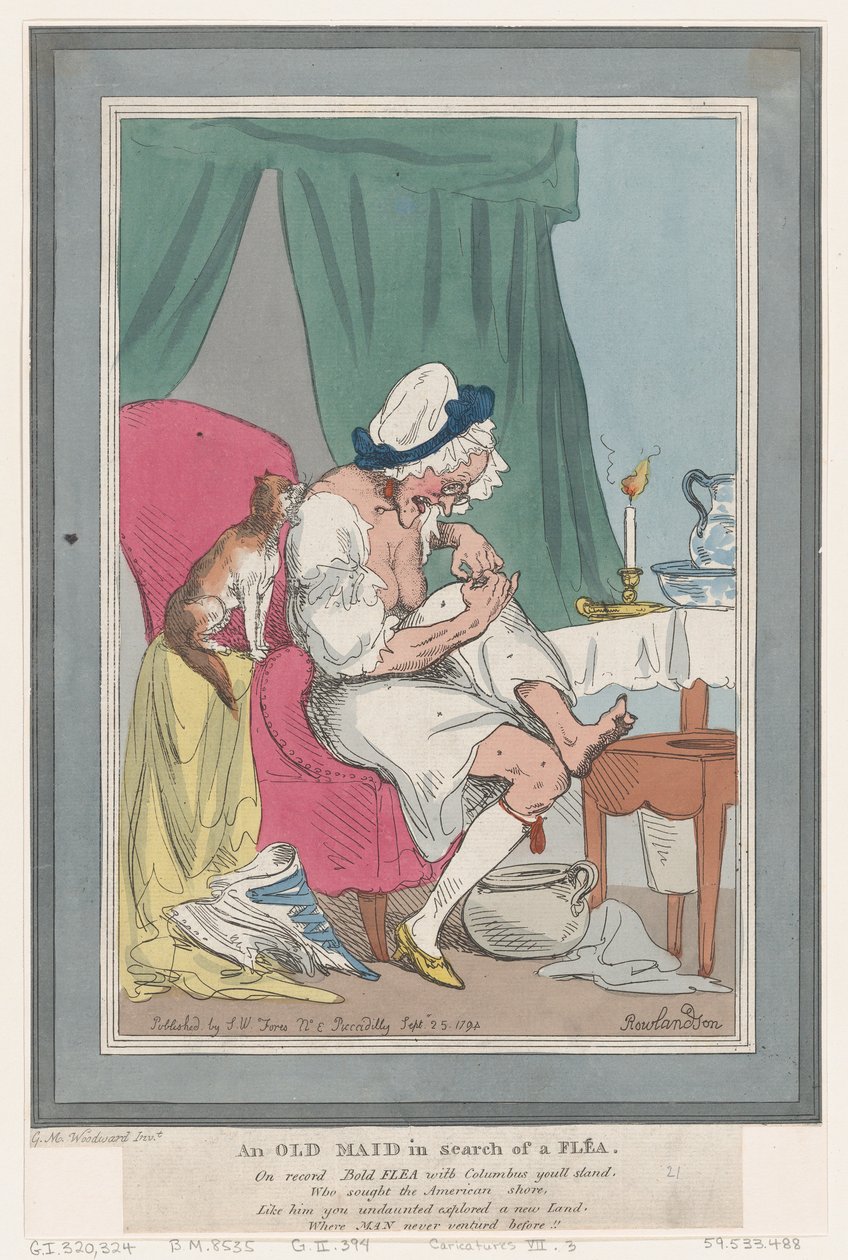 Stara panna w poszukiwaniu pchły, 25 września 1794 r., 25 września 1794 r. autorstwa Thomas Rowlandson