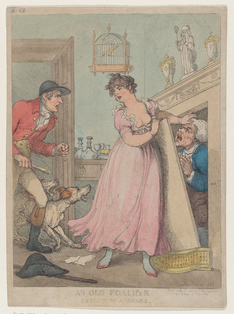 Stary kłusownik złapany w sidła, 18 lipca 1805 r., 18 lipca 1805 r. autorstwa Thomas Rowlandson