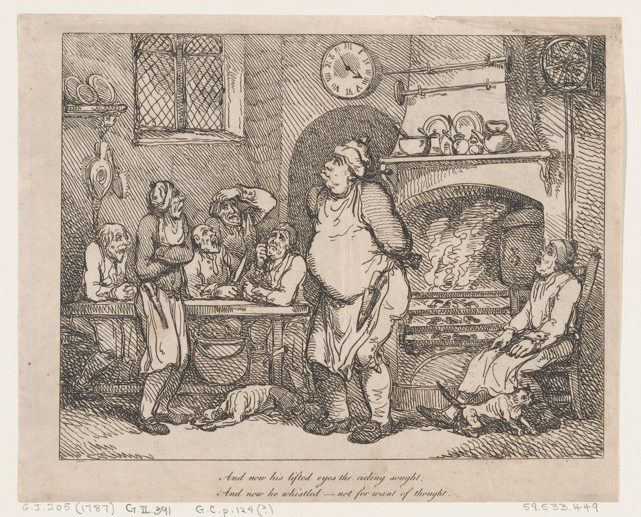 A teraz Jego podniesione oczy Poszukiwany sufit..., 1787., 1787. autorstwa Thomas Rowlandson