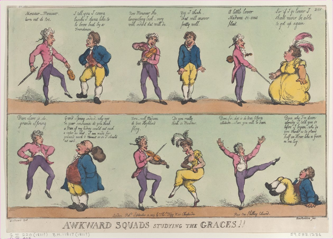 Niezręczne oddziały Studying the Graces!!, 29 sierpnia 1809., 29 sierpnia 1809. autorstwa Thomas Rowlandson