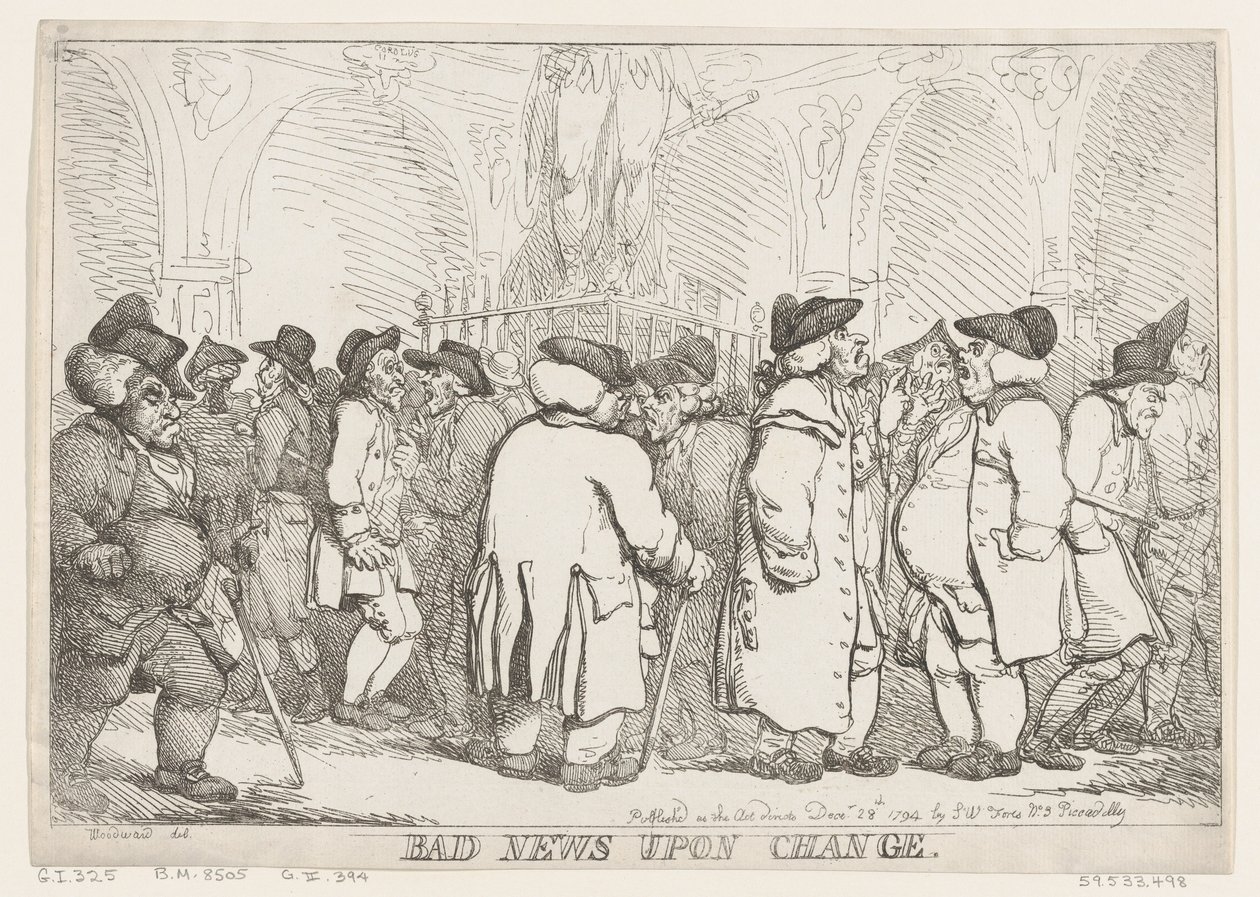 Bad News Upon Change, 28 grudnia 1794., 28 grudnia 1794. autorstwa Thomas Rowlandson