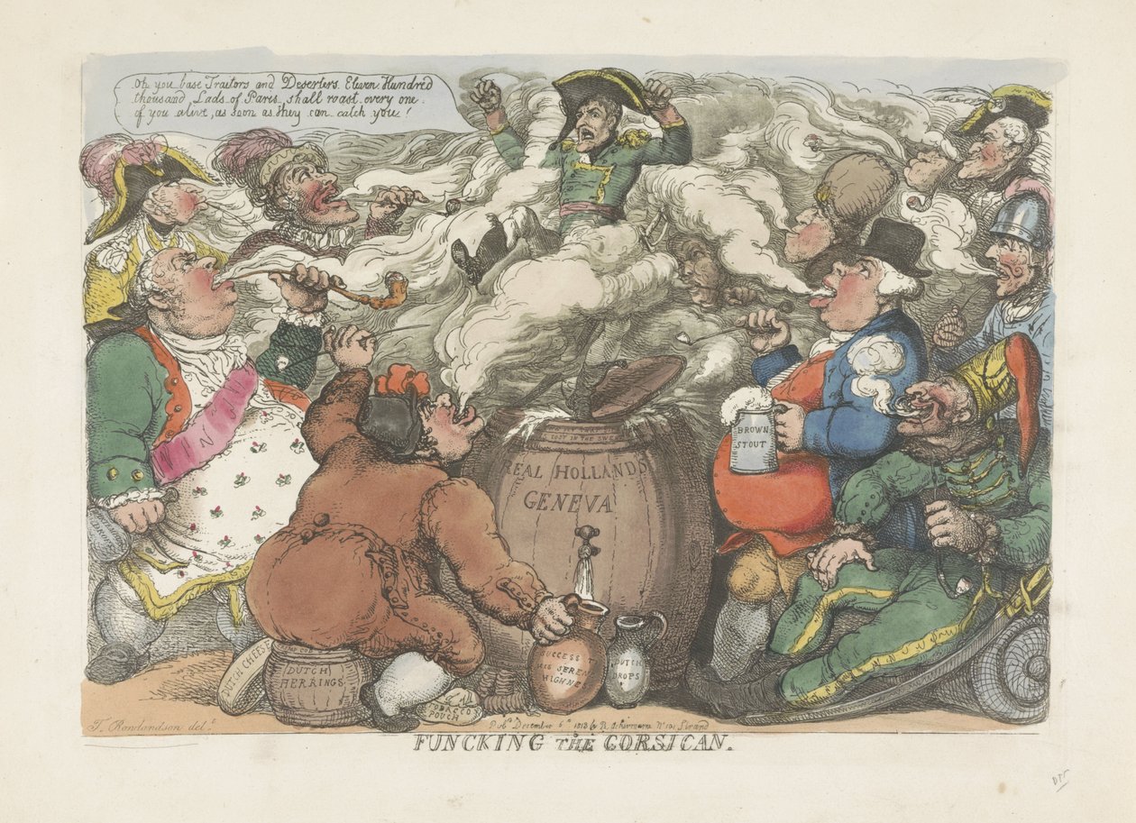 Fumigacja Korsykanina, 1813 Funcking Korsykanin (tytuł na obiekcie) autorstwa Thomas Rowlandson