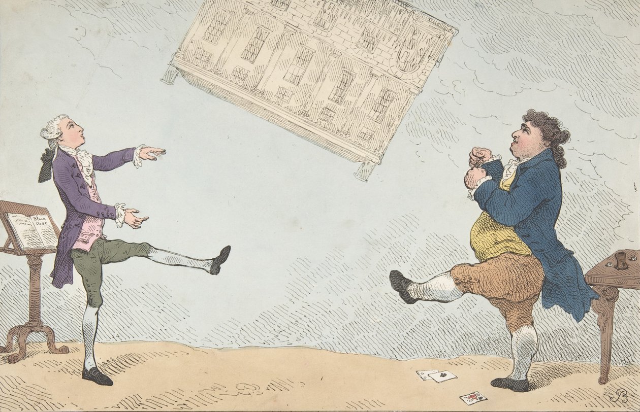 Billy Lackbeard i Charley Blackbeard grający w piłkę nożną, 7 lutego 1784., 7 lutego 1784. autorstwa Thomas Rowlandson