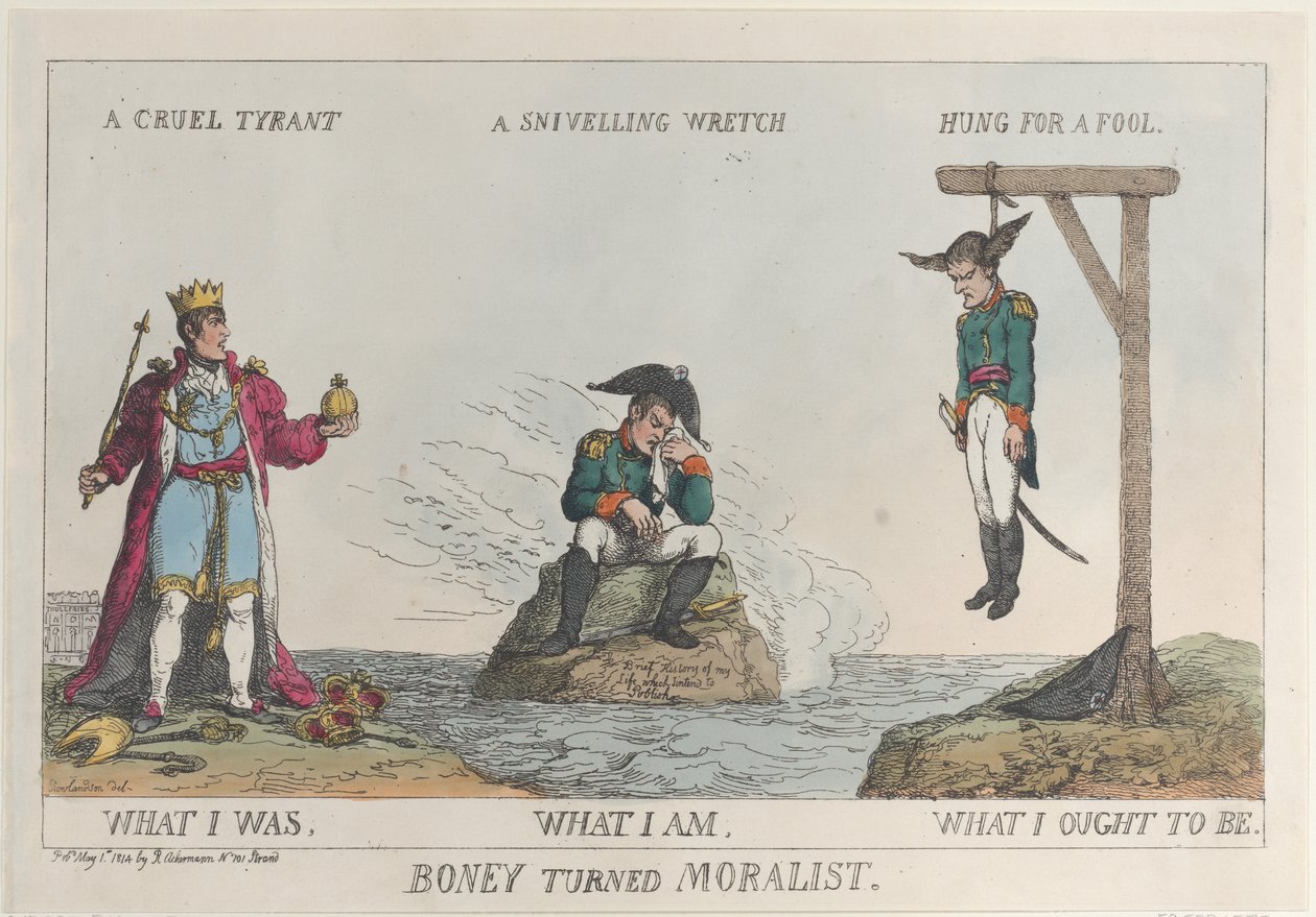 Boney stał się moralistą, 1 maja 1814 r., 1 maja 1814 r. autorstwa Thomas Rowlandson