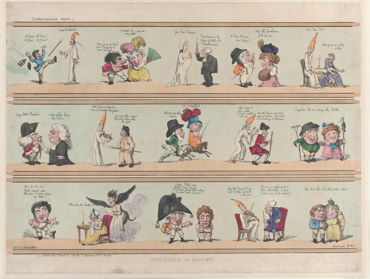 Granice pokoi, Tablica ekstrawagancka 1, 28 marca 1799., 28 marca 1799. autorstwa Thomas Rowlandson