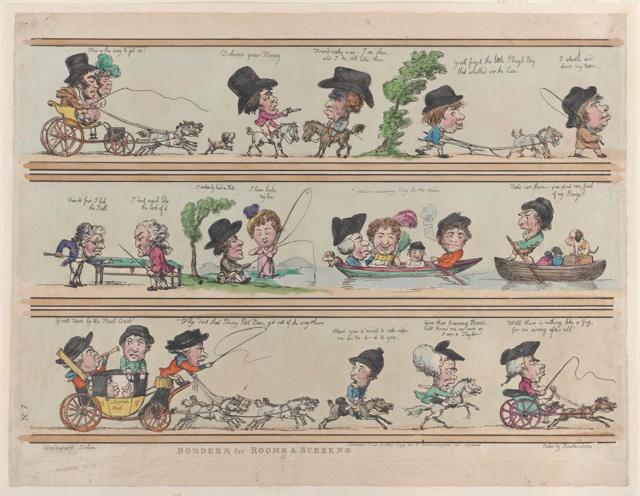 Borders for Rooms & Screens, Plate 7, 10 maja 1799., 10 maja 1799. autorstwa Thomas Rowlandson