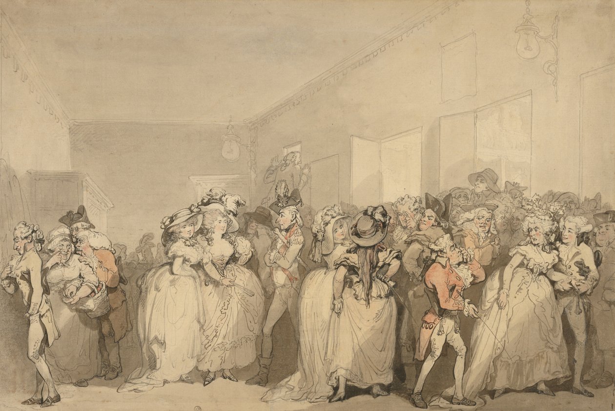 Leżaki w lobby autorstwa Thomas Rowlandson