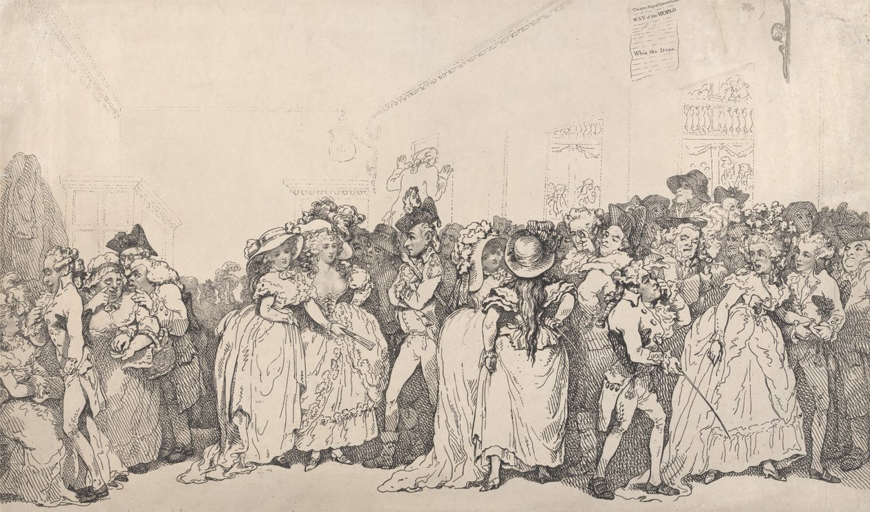 Leżaki do holu przy kasach autorstwa Thomas Rowlandson