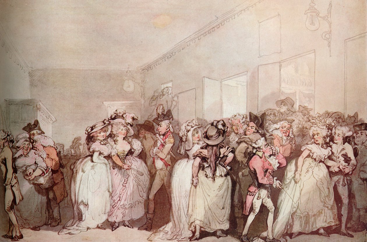 „Leżaki Lobby Box z 1785”, c1785 autorstwa Thomas Rowlandson