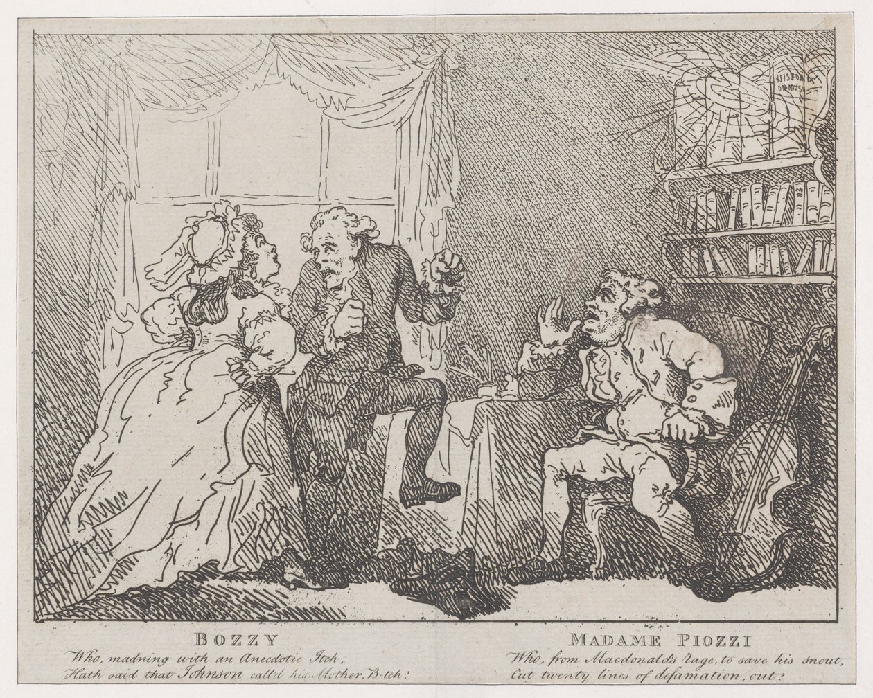 Bozzy i Madame Piozzi Frontispiece, Bozzy i Piozzi autorstwa Petera Pindara, 1780-86., 1780-86. autorstwa Thomas Rowlandson
