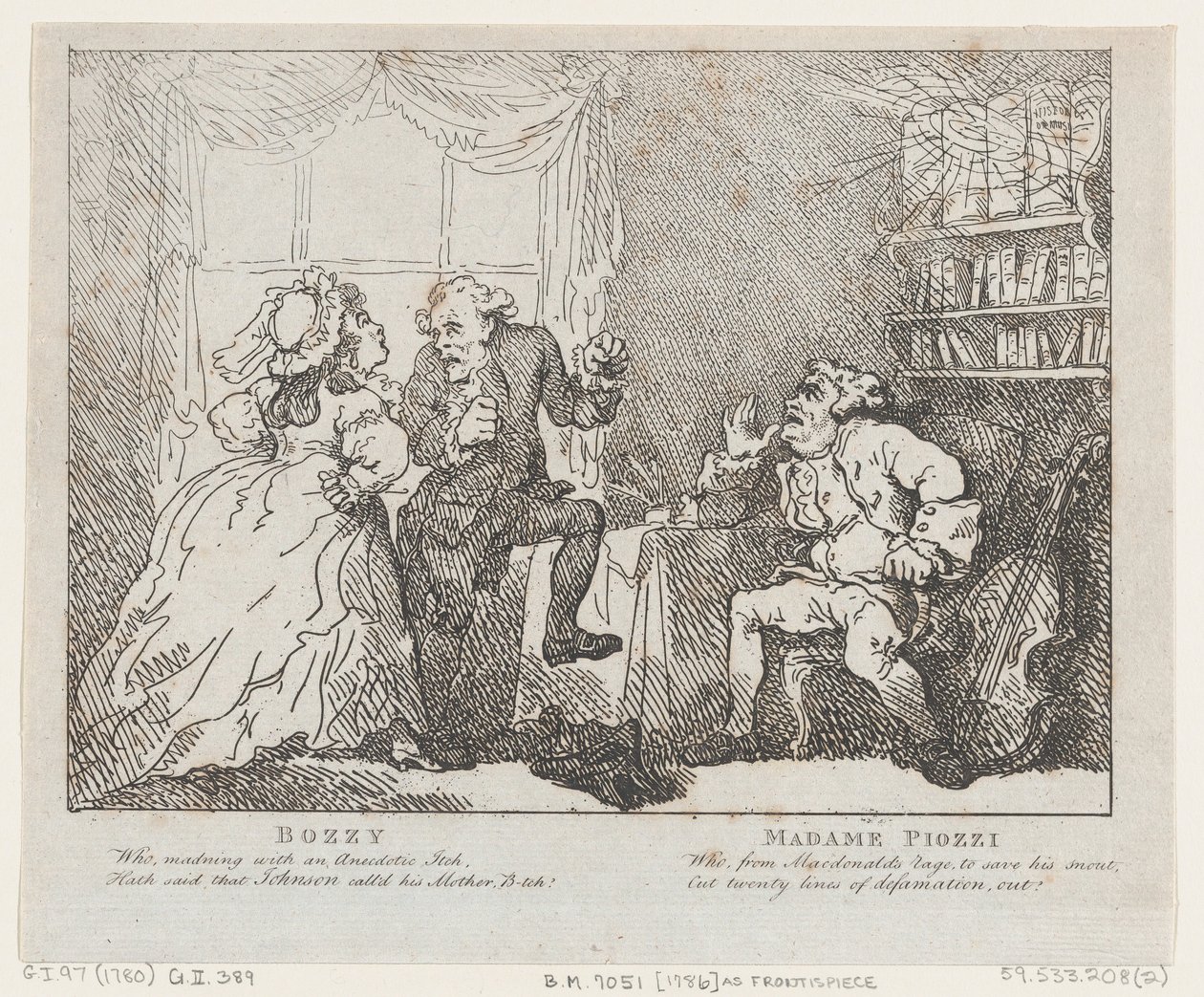 Bozzy i Madame Piozzi Frontispiece, Bozzy i Piozzi autorstwa Petera Pindara, 1780-86., 1780-86. autorstwa Thomas Rowlandson