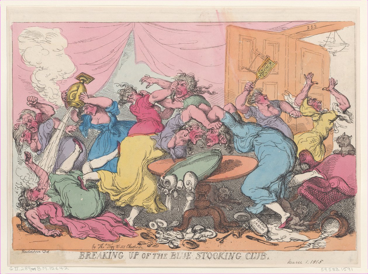 Zerwanie Klubu Niebieskich Pończoch, 1 marca 1815 r., 1 marca 1815 r. autorstwa Thomas Rowlandson