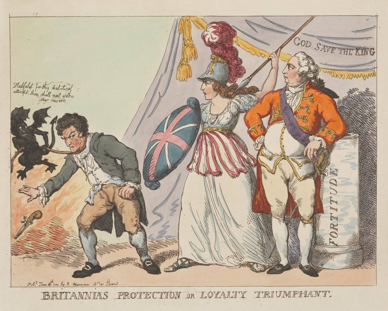 „Obrona Brytanii, czyli triumf lojalności” autorstwa Thomas Rowlandson