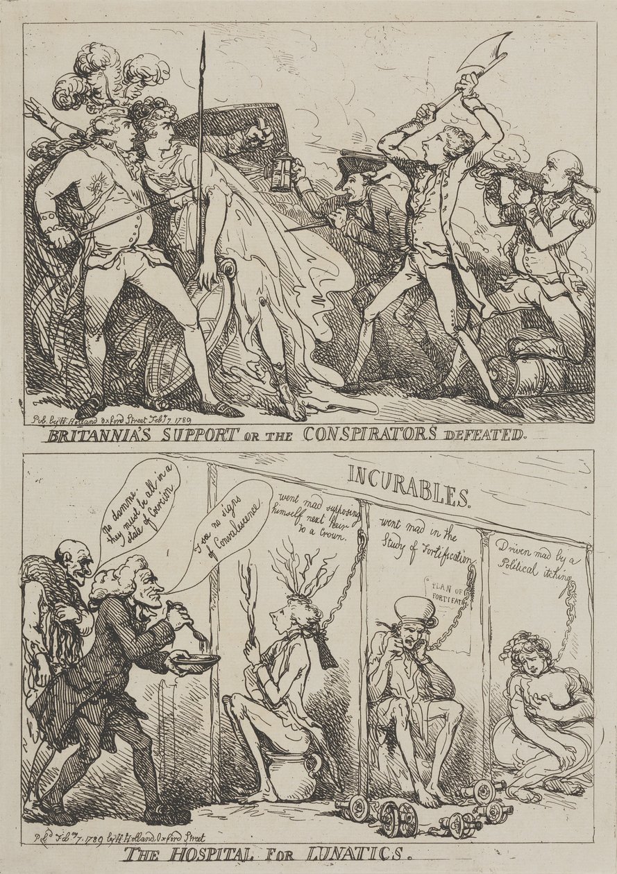 Wsparcie Britannii czy klęska spiskowców – Szpital dla umysłowo chorych autorstwa Thomas Rowlandson