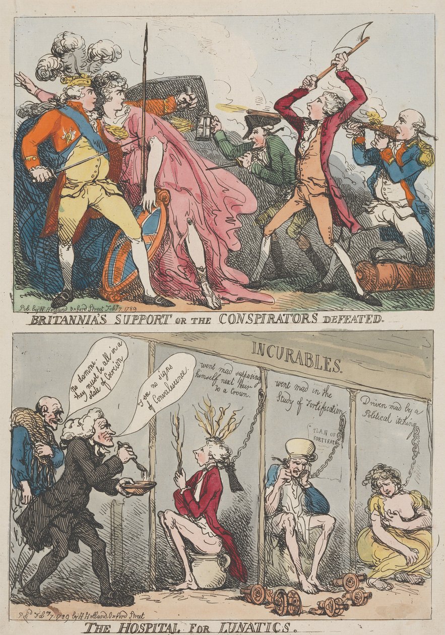Wsparcie Britannii czy klęska spiskowców – Szpital dla umysłowo chorych autorstwa Thomas Rowlandson