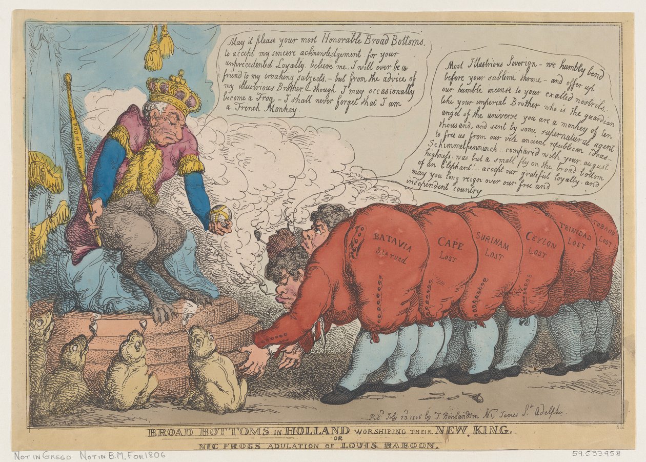 Szerokie dno w Holandii oddając cześć swemu nowemu królowi, 23 lipca 1806 r., 23 lipca 1806 r. autorstwa Thomas Rowlandson