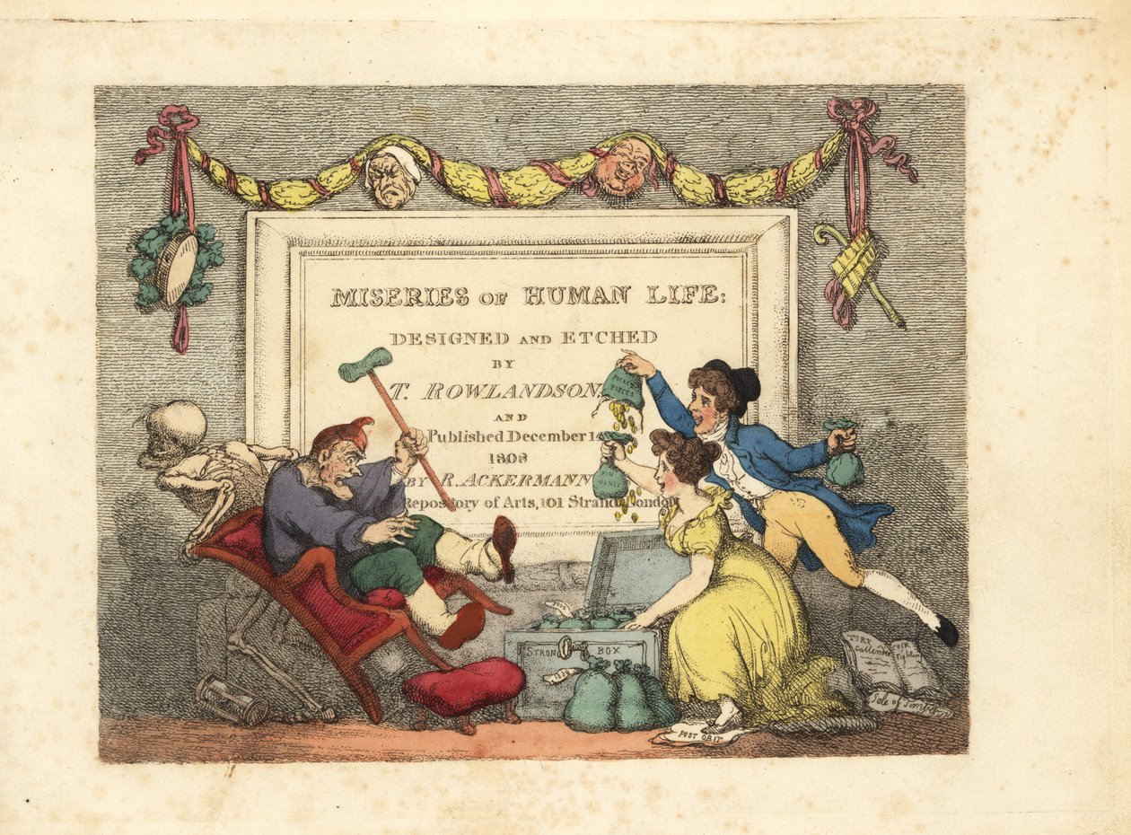 Kaligraficzna strona tytułowa z winietą Szkieletu Śmierci a autorstwa Thomas Rowlandson