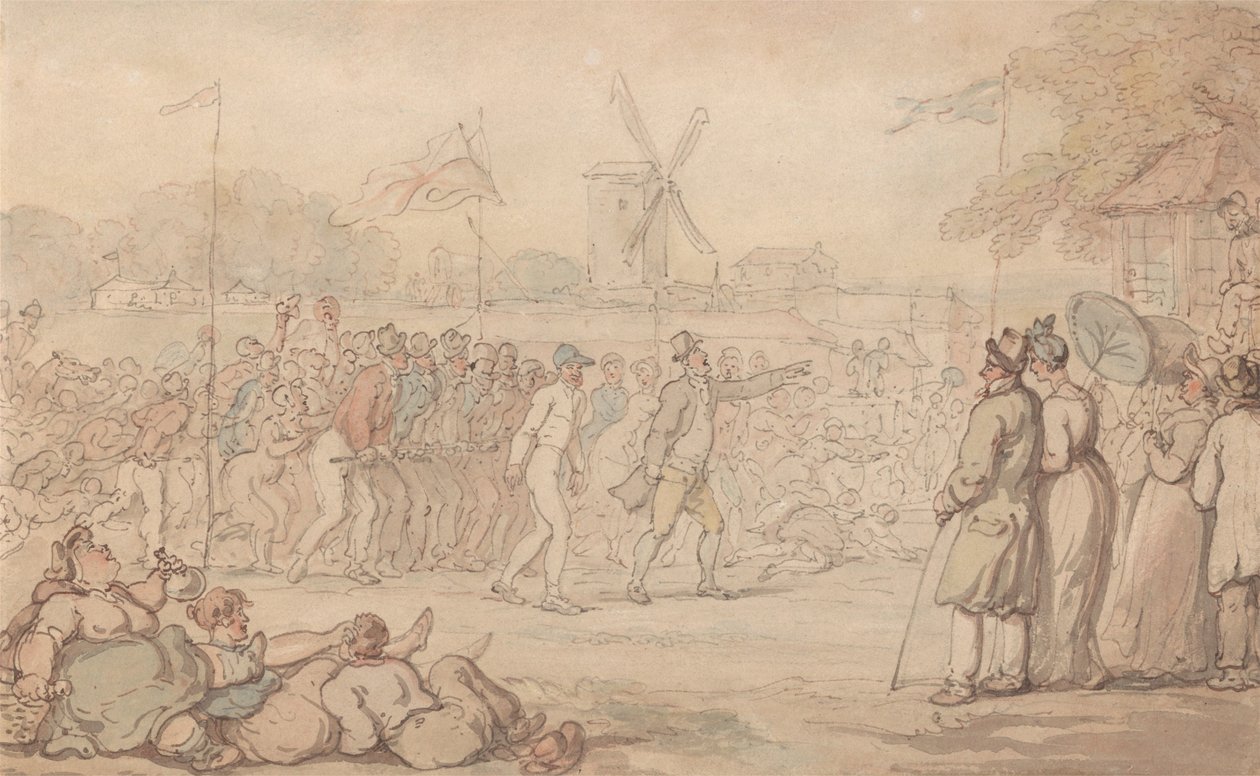 Wyścig rajdowy kapitana Barclaya – meta autorstwa Thomas Rowlandson