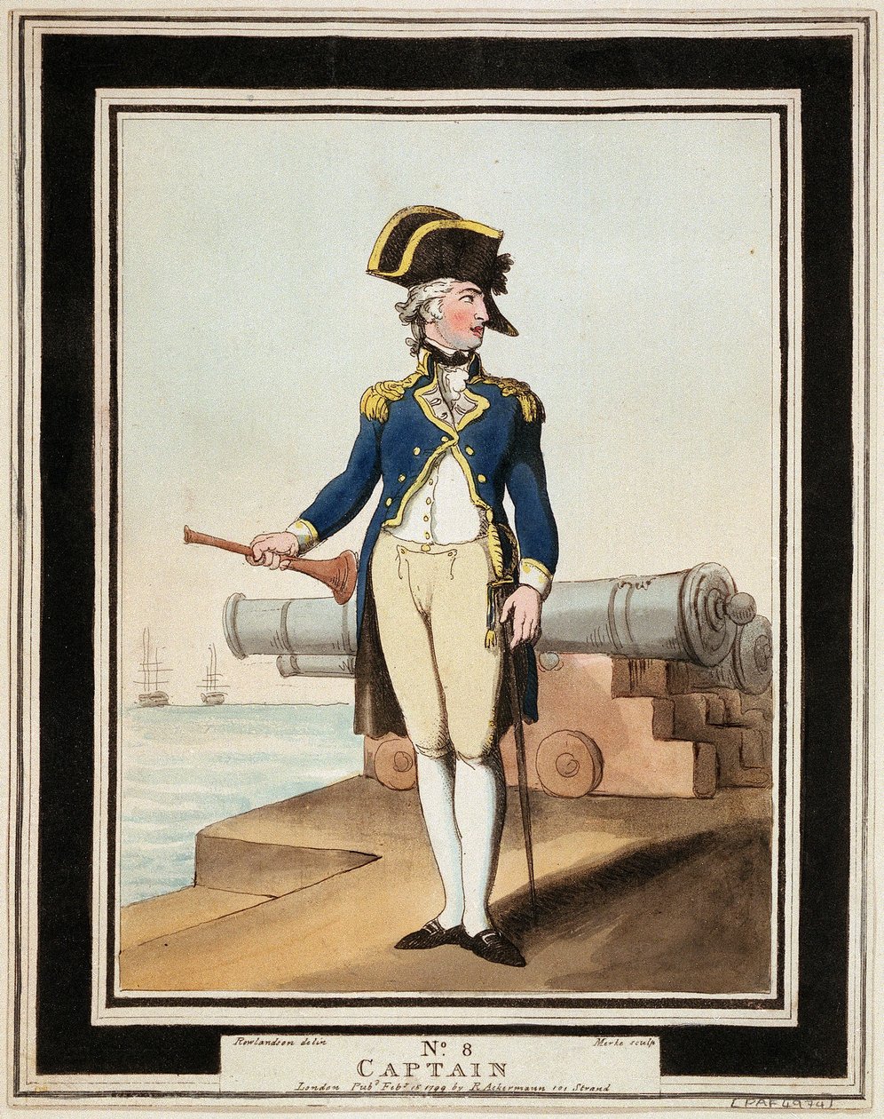 Kapitan Królewskiej Marynarki Wojennej w XVIII wieku autorstwa Thomas Rowlandson