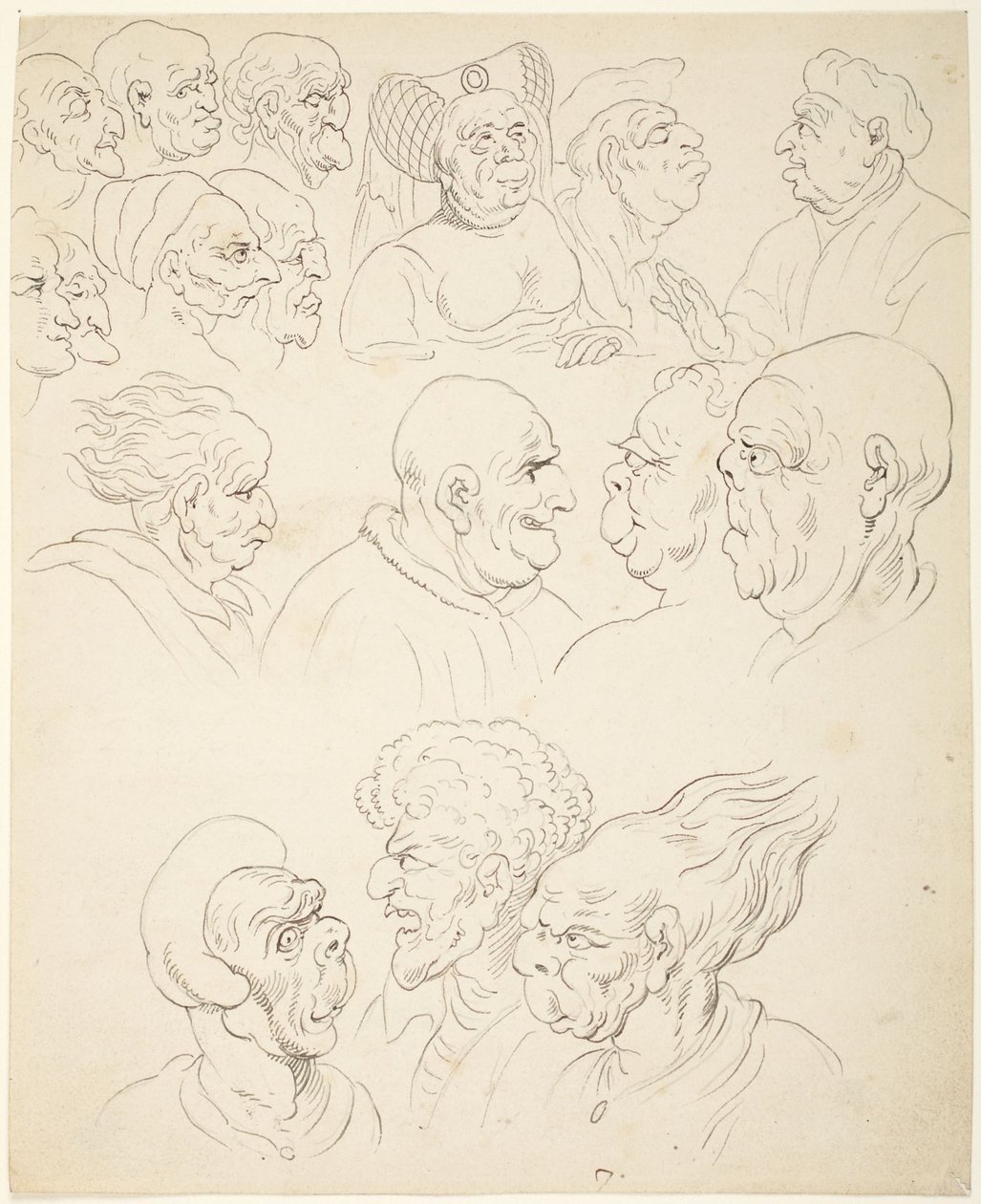 Głowy karykaturalne autorstwa Thomas Rowlandson