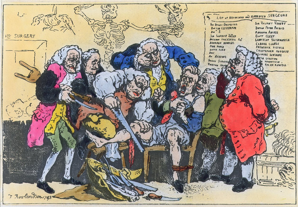Karykatura gruzińskich chirurgów przy pracy autorstwa Thomas Rowlandson