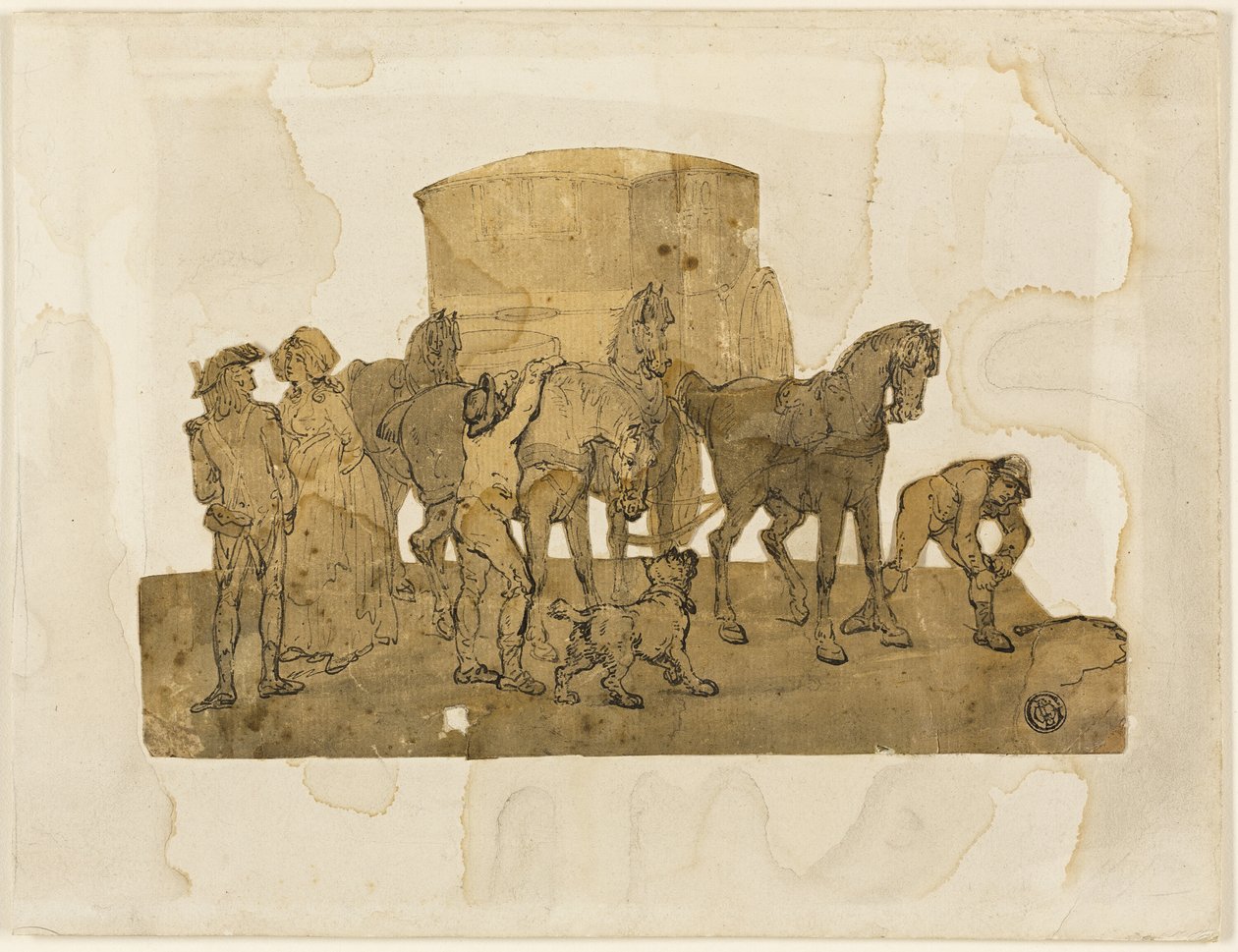 Przewóz Koni i Hostlers autorstwa Thomas Rowlandson