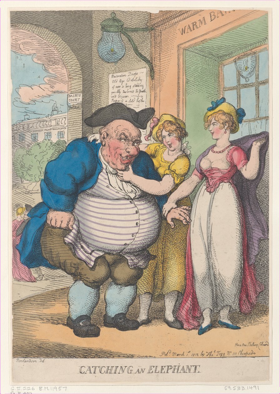 Łapanie słonia, 1 marca 1812 r., 1 marca 1812 r. autorstwa Thomas Rowlandson