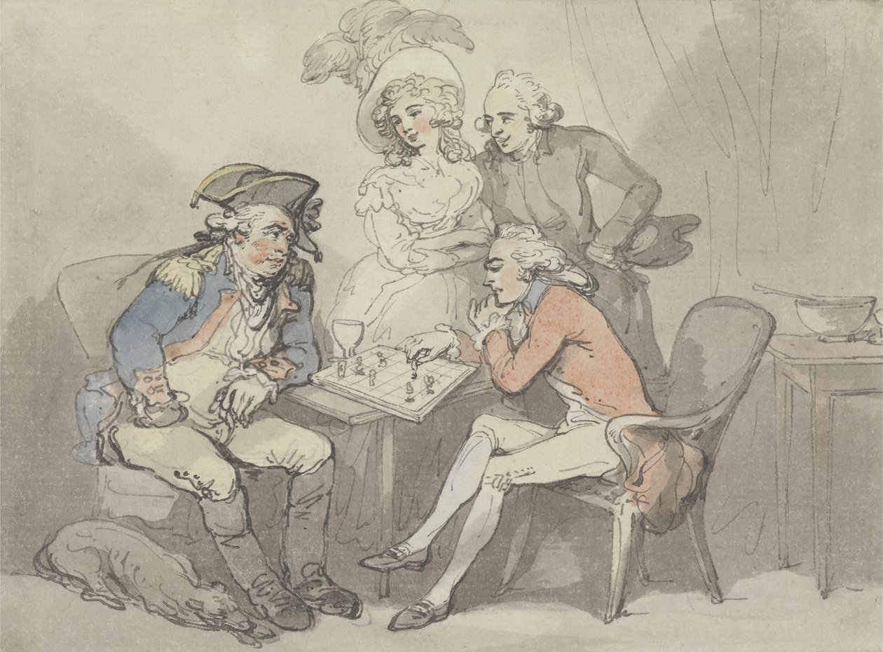 Checkmate, ok. 1790 (akwarela i tusz na graficie na papierze) autorstwa Thomas Rowlandson