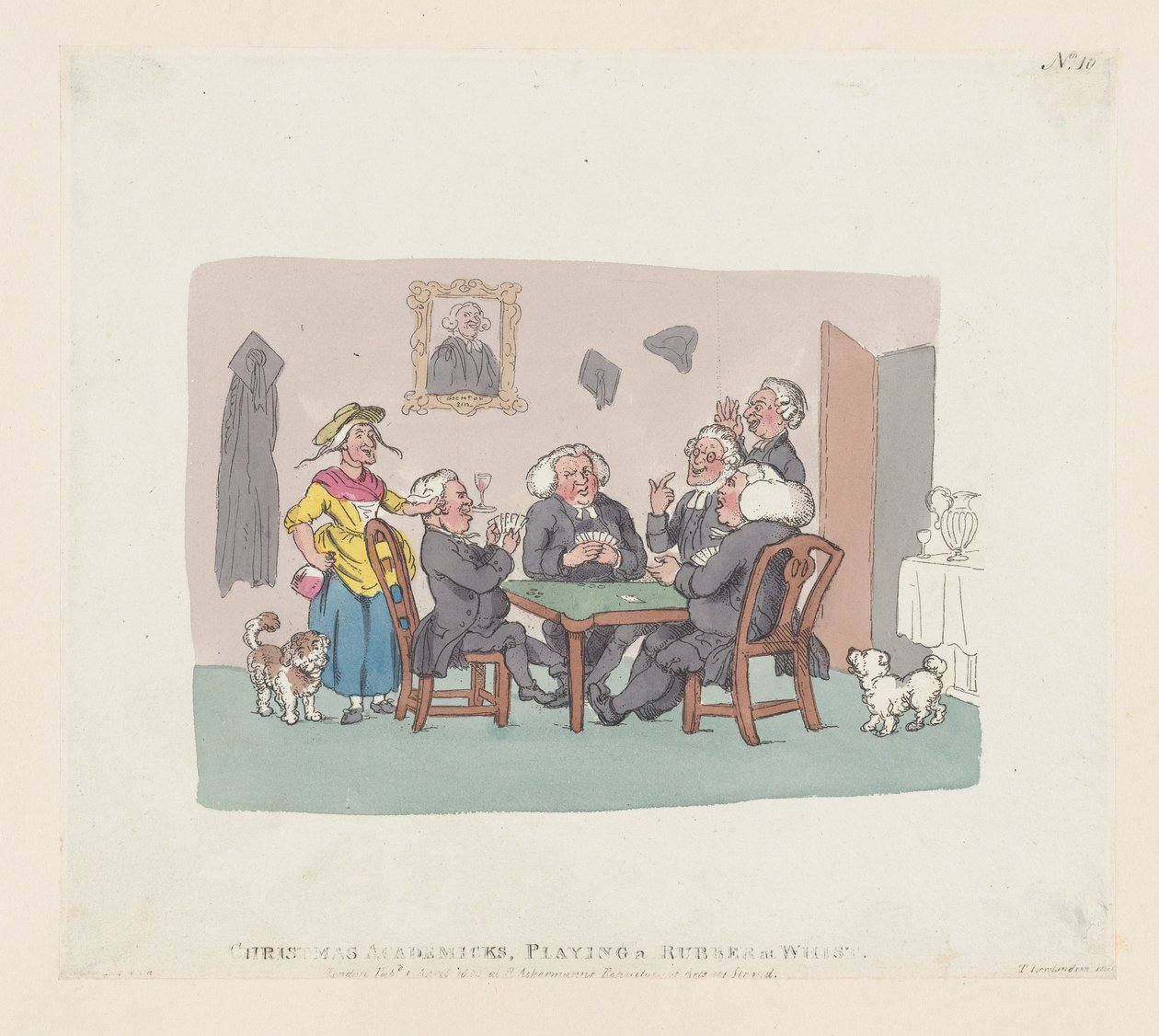 Akademicy bożonarodzeniowi grający na gumce w wista, 1 kwietnia 1803 r., 1 kwietnia 1803 r. autorstwa Thomas Rowlandson
