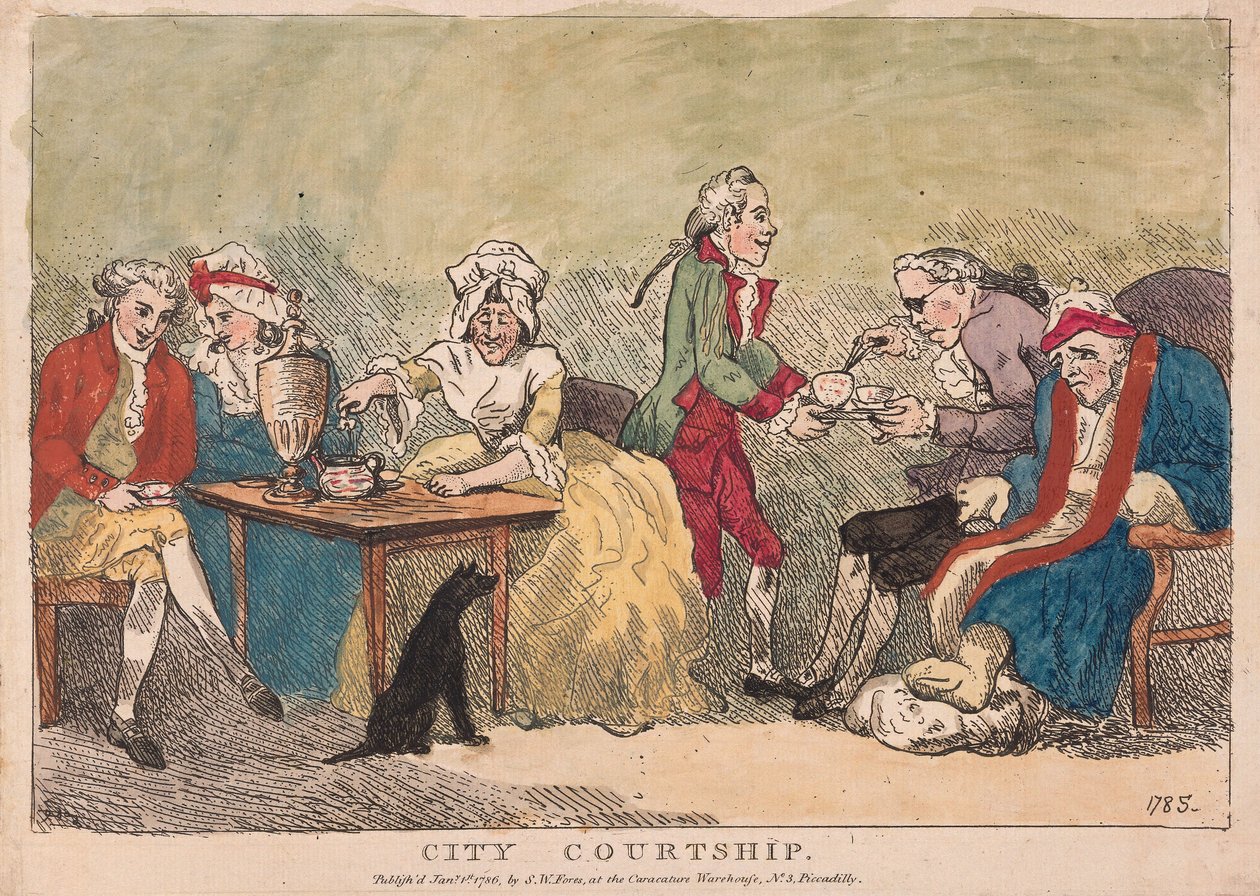Miasto zaloty, wyd. 1786 (ręcznie kolorowane grawerowanie) autorstwa Thomas Rowlandson