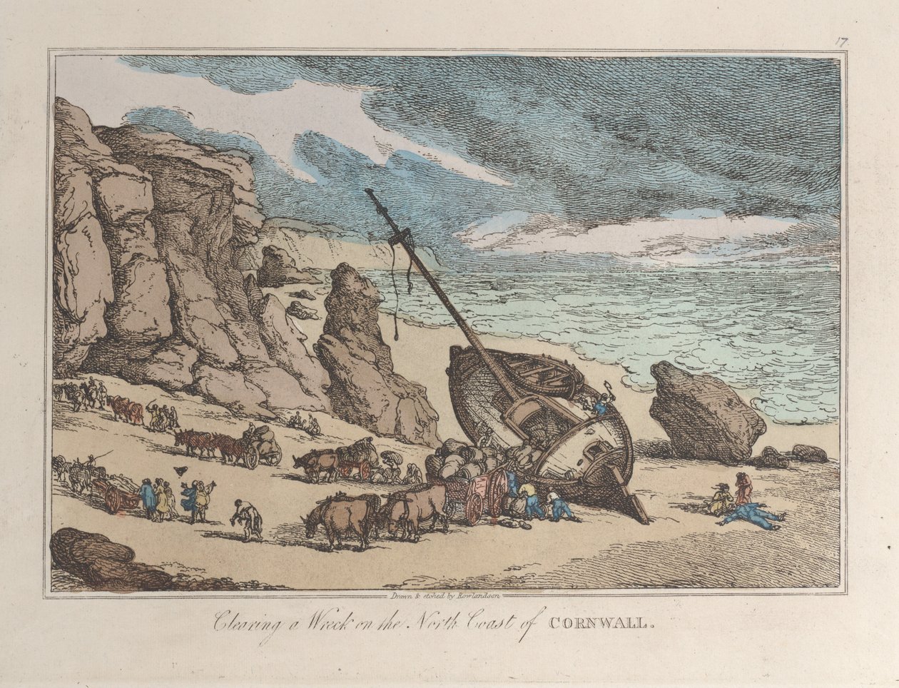 Usuwanie wraku na północnym wybrzeżu Kornwalii autorstwa Thomas Rowlandson
