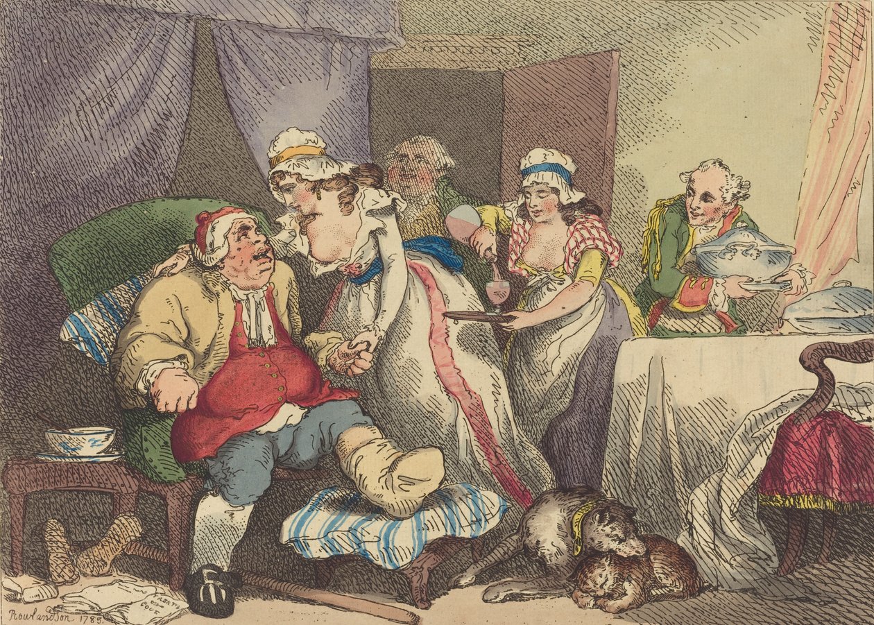 Pocieszenie w dnie moczanowej, 1785. autorstwa Thomas Rowlandson