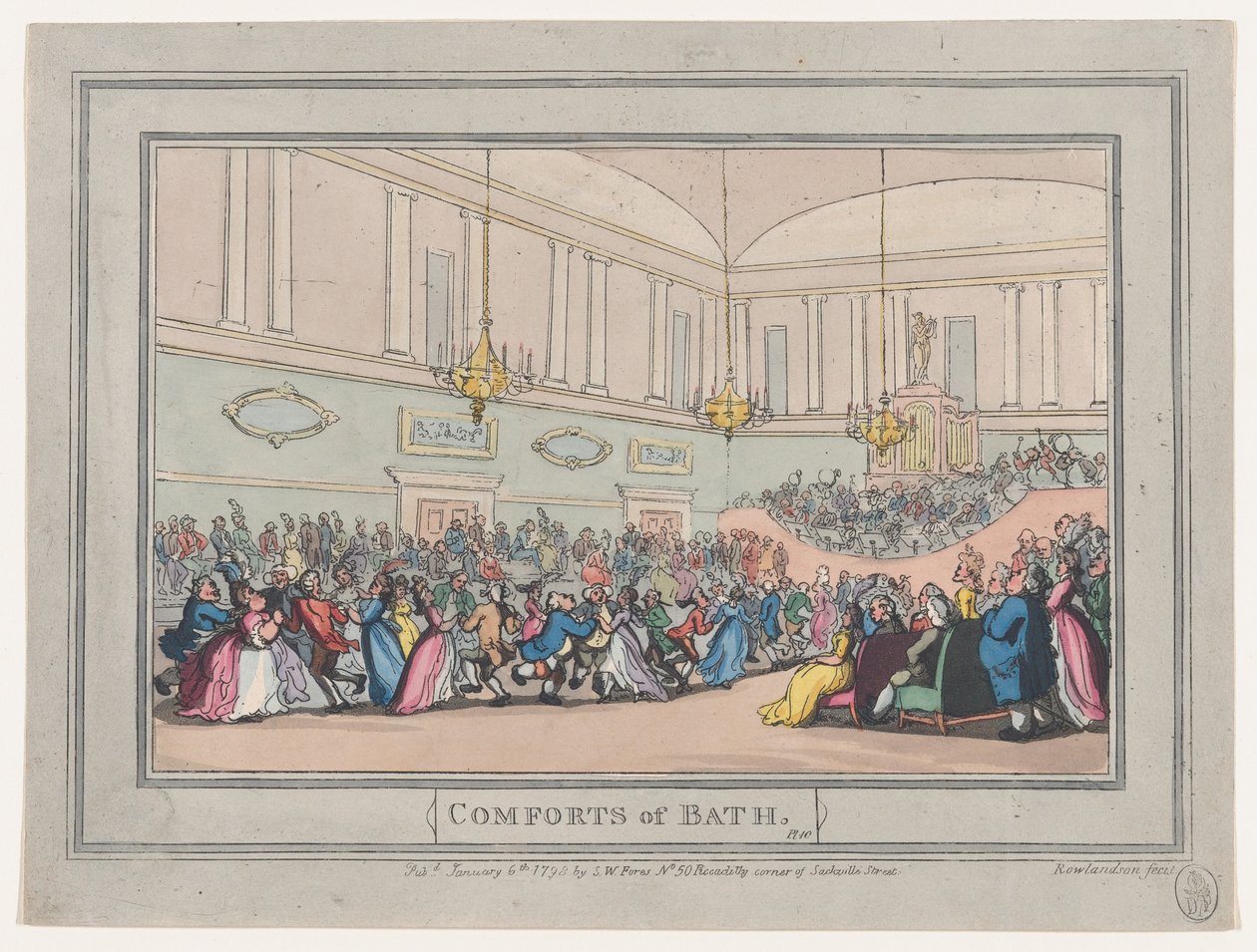 Comforts of Bath, płyta 10, 6 stycznia 1798., 6 stycznia 1798. autorstwa Thomas Rowlandson