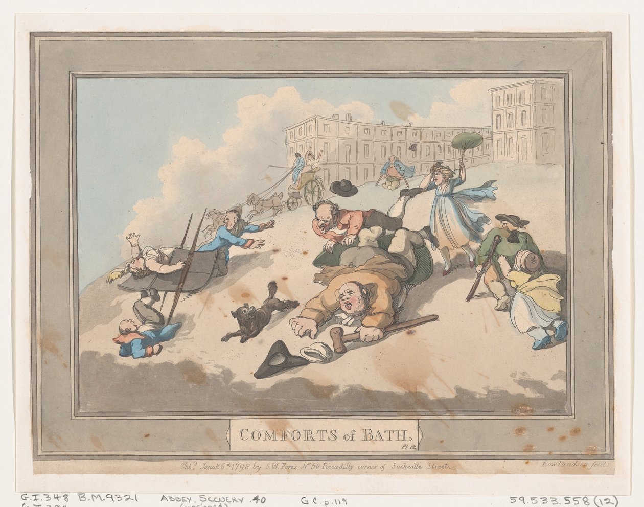 Comforts of Bath, płyta 12, 6 stycznia 1798., 6 stycznia 1798. autorstwa Thomas Rowlandson