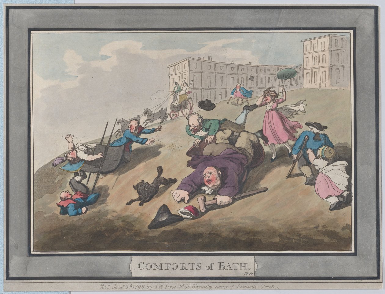 Comforts of Bath, płyta 12, 6 stycznia 1798., 6 stycznia 1798. autorstwa Thomas Rowlandson