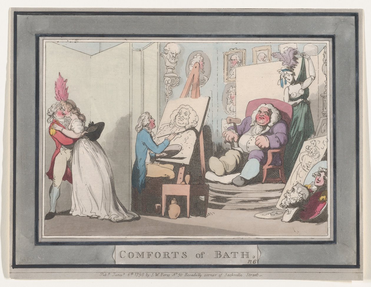 Comforts of Bath, płyta 6, 6 stycznia 1798 r., 6 stycznia 1798 r. autorstwa Thomas Rowlandson