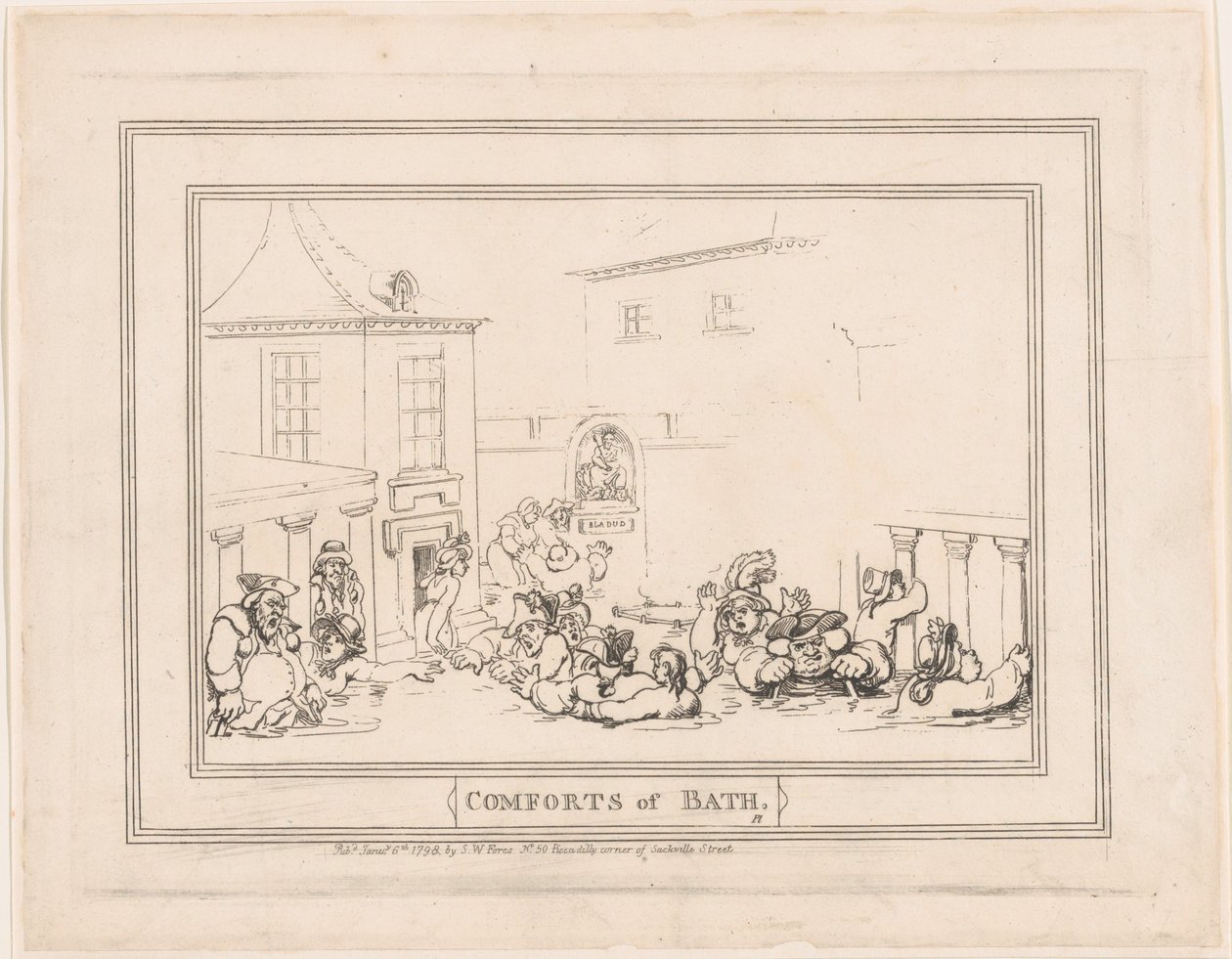 Comforts of Bath, płyta 7, 6 stycznia 1798., 6 stycznia 1798. autorstwa Thomas Rowlandson